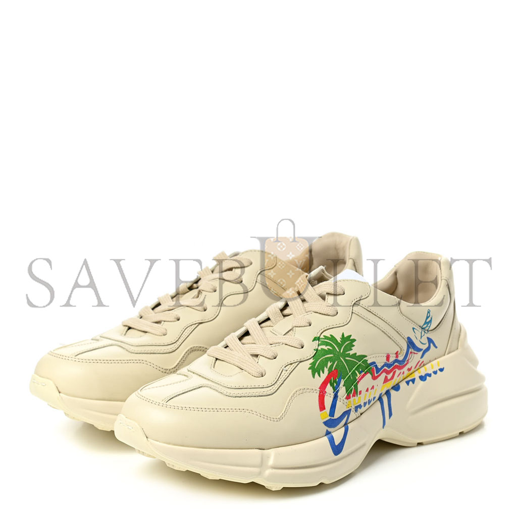 G*u*i calfskin hawaii printed mens rhyton sneakers 949431